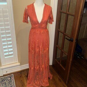 Dress Day Orange Linen Dress Romper M/L